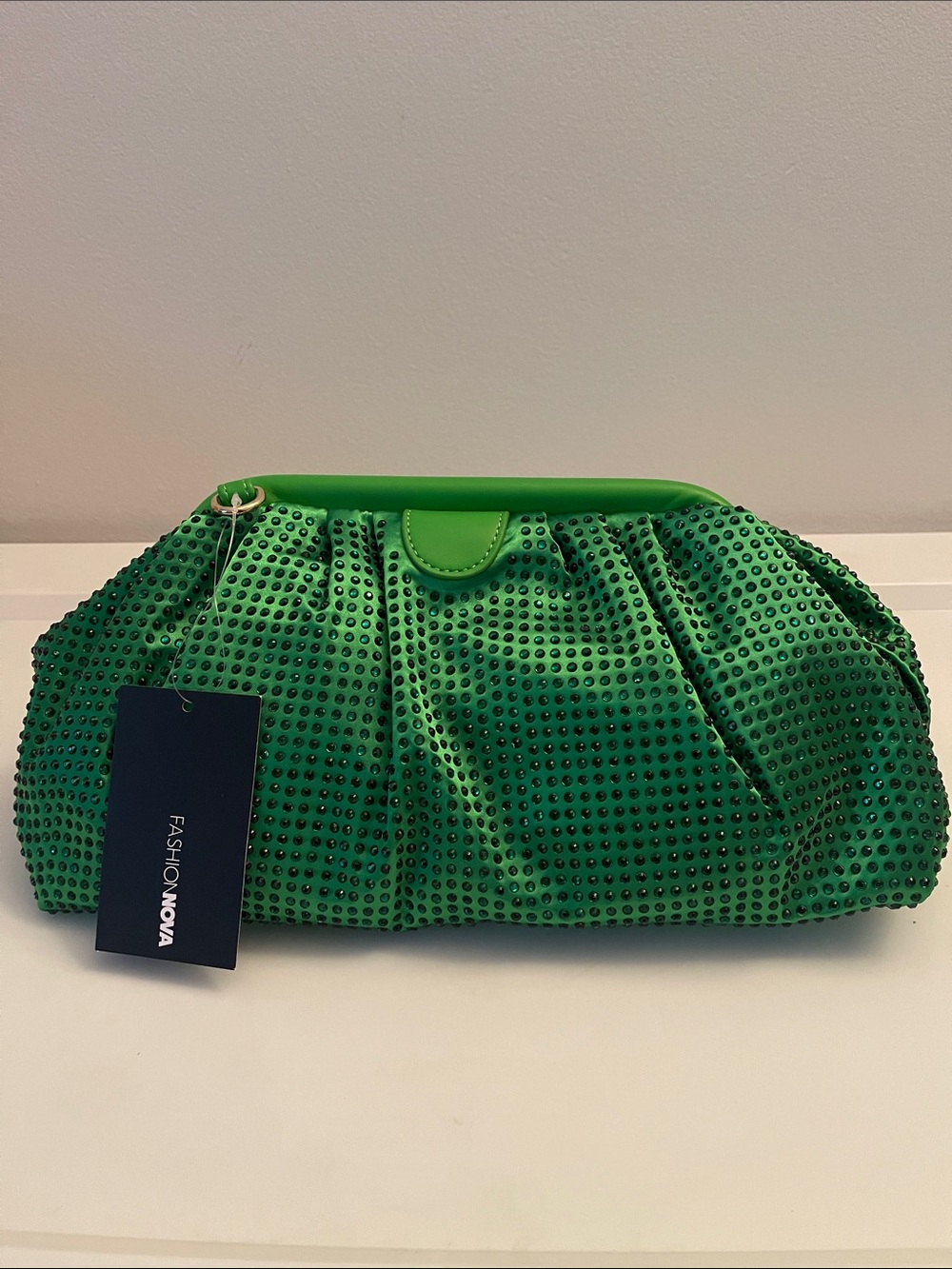 Fashion Nova Emerald Green Studded Clutch - Picture 1 of 6